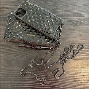 Bandolier Black Studded/Quilted Crossbody Bag and matching IPhone Case